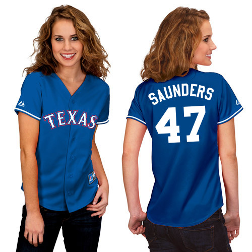 Joe Saunders #47 mlb Jersey-Texas Rangers Women's Authentic 2014 Alternate Blue Baseball Jersey